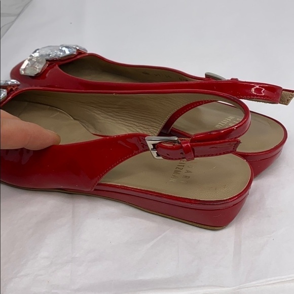 Stuart Weitzman Sz 6.5 Red Patent Leather Flats - Picture 12 of 12